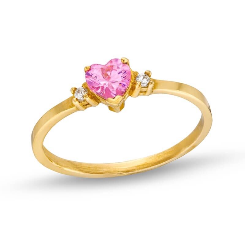 Heart Shaped Pink Diamond Ring for Kids, September Birthstone Ring for ...