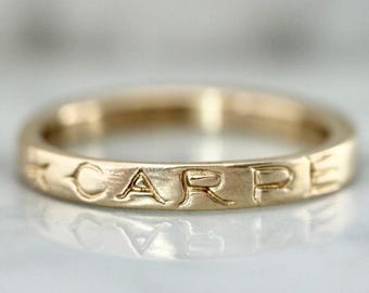 Custom Name Ring by LuxurianJewels, Engraved Message Band, Yellow Gold Initial Name Band, Personalized Handwriting Band, Mother's Day Gift
