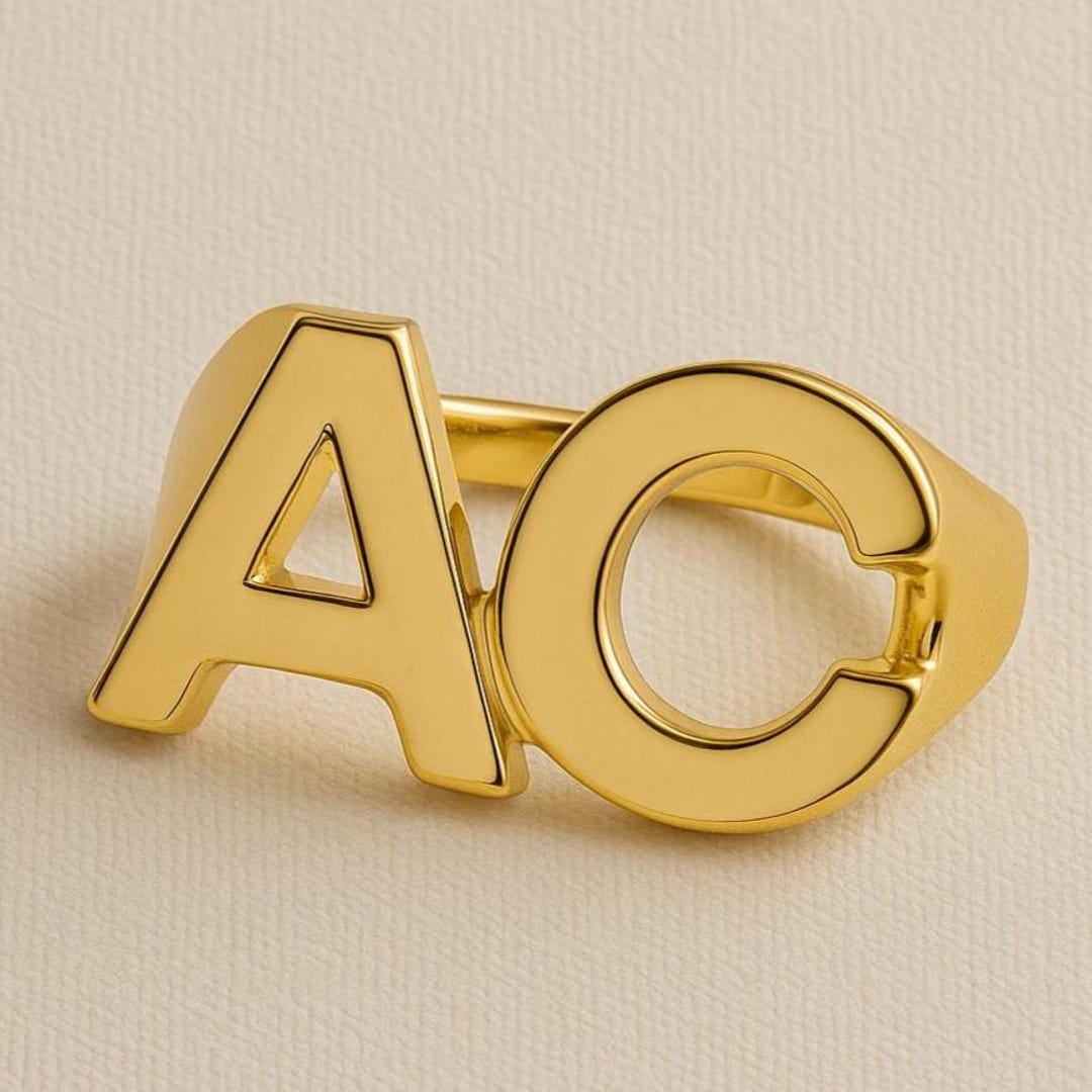 Personalized Double Initial Letter Ring Custom Ring Couple Rings - Etsy