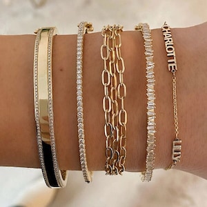 14k Gold Name Bracelet, Custom Mini Name Bar Bracelet, Personalized Jewelry, Personalized Gift, Gift for Her, Mother&#39;s Day Gift