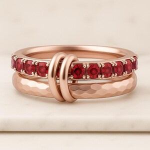 Sparkle Interlocking Band Ring: Adjustable Cubic Zirconia Statement 14K Solid Gold Multi-Link Ring: Chunky Ruby Connector Statement Ring Ruby Ring / 14k Solid Gold Half Eternity Square Ruby and Round Brilliant Micro Pave Anniversary Ring / Ruby Wedding Band / July Birthstone Dainty Solid 925 Sterling Silver Natural Seven Ruby Wave Half Eternity Ring, English Design Anniversary Band - Customizable Ruby Ring / 14k Gold Dainty Diamond etite Diamond and Ruby Ring / Half Eternity Minimal