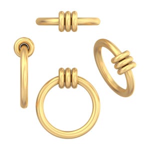 10K Gold Linked Ring, Link Connected Ring, Two Tone Gold Ring, Chunky Gold Connector Ring Minimalist Linked Gold Ring, Interlocking Ring Her