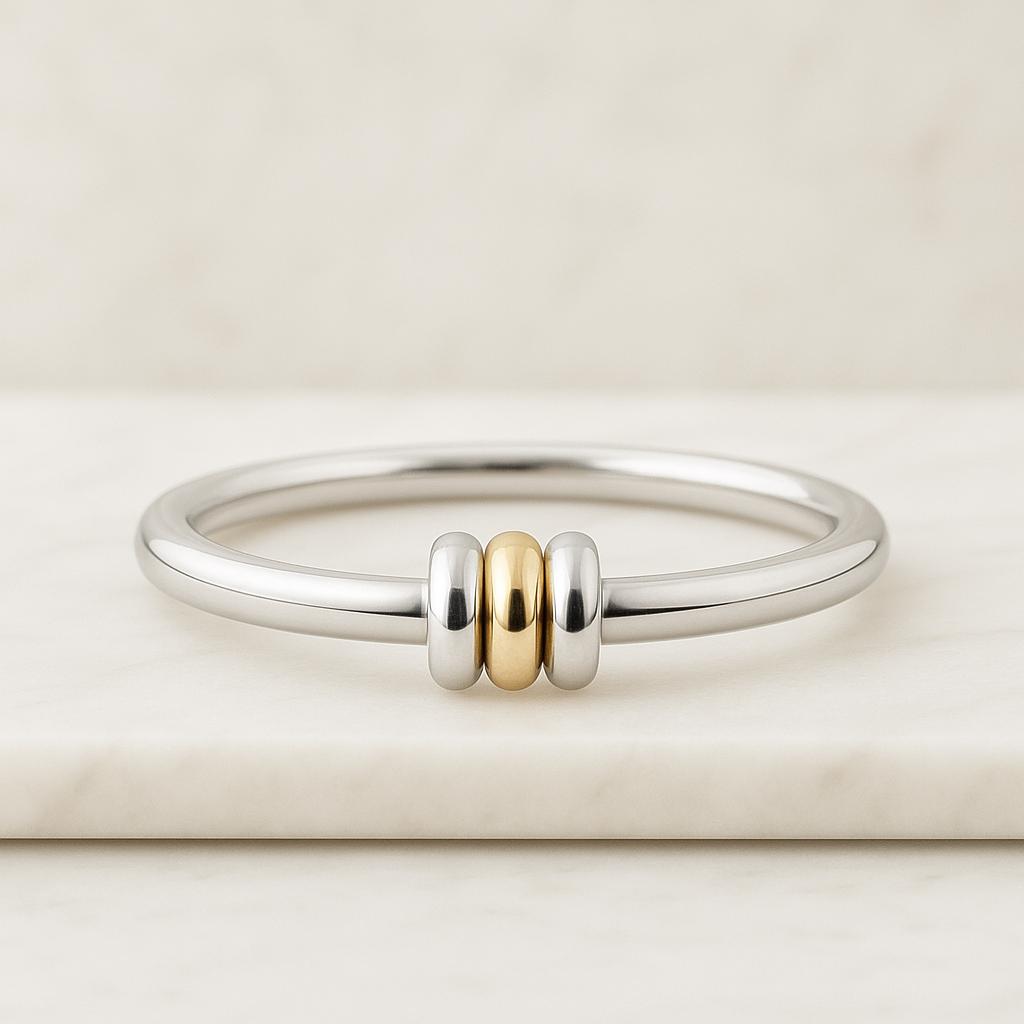 10K Gold Linked Ring, Link Connected Ring, Two Tone Gold Ring, Chunky ...