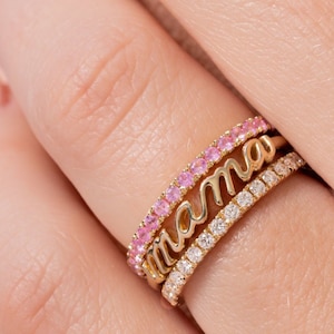 Anillo de oro de 14 quilates con nombre personalizado en cursiva, anillo de oro macizo con nombre personalizado, anillo con nombre escrito a mano para mujer, delicado regalo de joyería para mamá, hecho a mano.