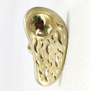 Real Pressed Flower Adjustable Finger Ring, Real Flower Resin Ring, Customizable Ring, Pressed Flower Ring Gift For Her