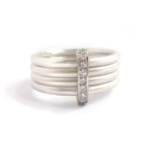 Multi Link Band Ring One Interlocked Connector Stacking Link Rings Plain Link Band Ring Solid Yellow Gold Ring