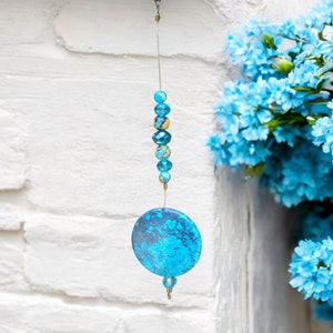 Turquoise Spiderweb Stone Ceiling Fan Pull with Suncatcher Crystals