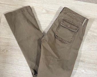 Vtg Polo Jeans Co Ralph Lauren Pants Womens 10 Brown Utility Cargo Straight Leg