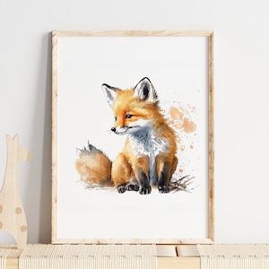 baby fox poster | Children's room, baby room | Watercolor | Mural Baby | gift idea | art print | child picture