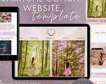 Spiritual Coach Website Template – Canva One-Page Design (Digital Download)