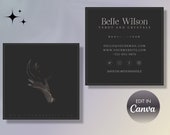 Witchy Business Card Template: Square Minimalist Design (Canva Editable)