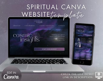 Spiritual Website Canva Template: Astrology, Tarot Design (Digital Download)