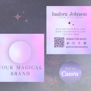 de Carte de visite spirituelle | de visite professionnelle de visite de tarot | Design de Carte Carré Lune | Carte magie, astrologie, mystique, Reiki | lueur rose | Toile