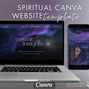 Spiritual Website Canva Template: Astrology, Tarot Design (Digital Download)