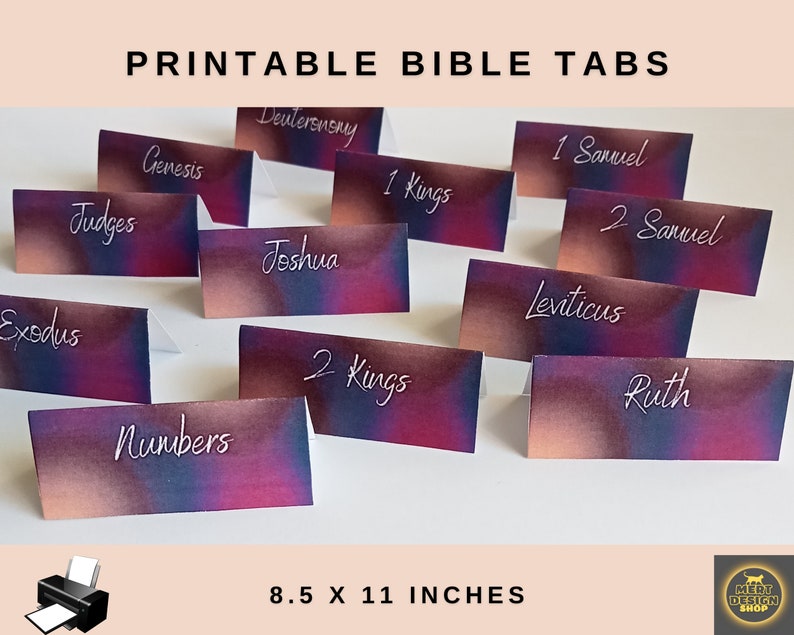 Printable Bible Tabs | 2 in 1 Bundle | 8.5 X 11 Inches | Mixed Color ...