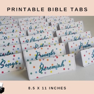Printable Bible Tabs | 8.5 x 11 inches | Colorful Dotted Pattern