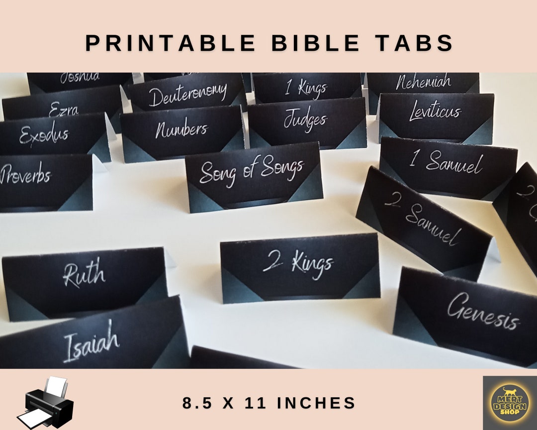 Printable Bible Tabs | 8.5 X 11 Inches | Dark Blue Patterned - Etsy