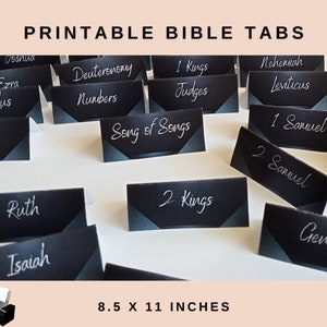 Printable Bible Tabs | 8.5 x 11 inches | Dark Blue Patterned