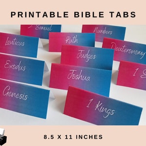 Printable Bible Tabs | 2 in 1 Bundle | 8.5 x 11 inches | Red&Blue Mixed Color Pattern