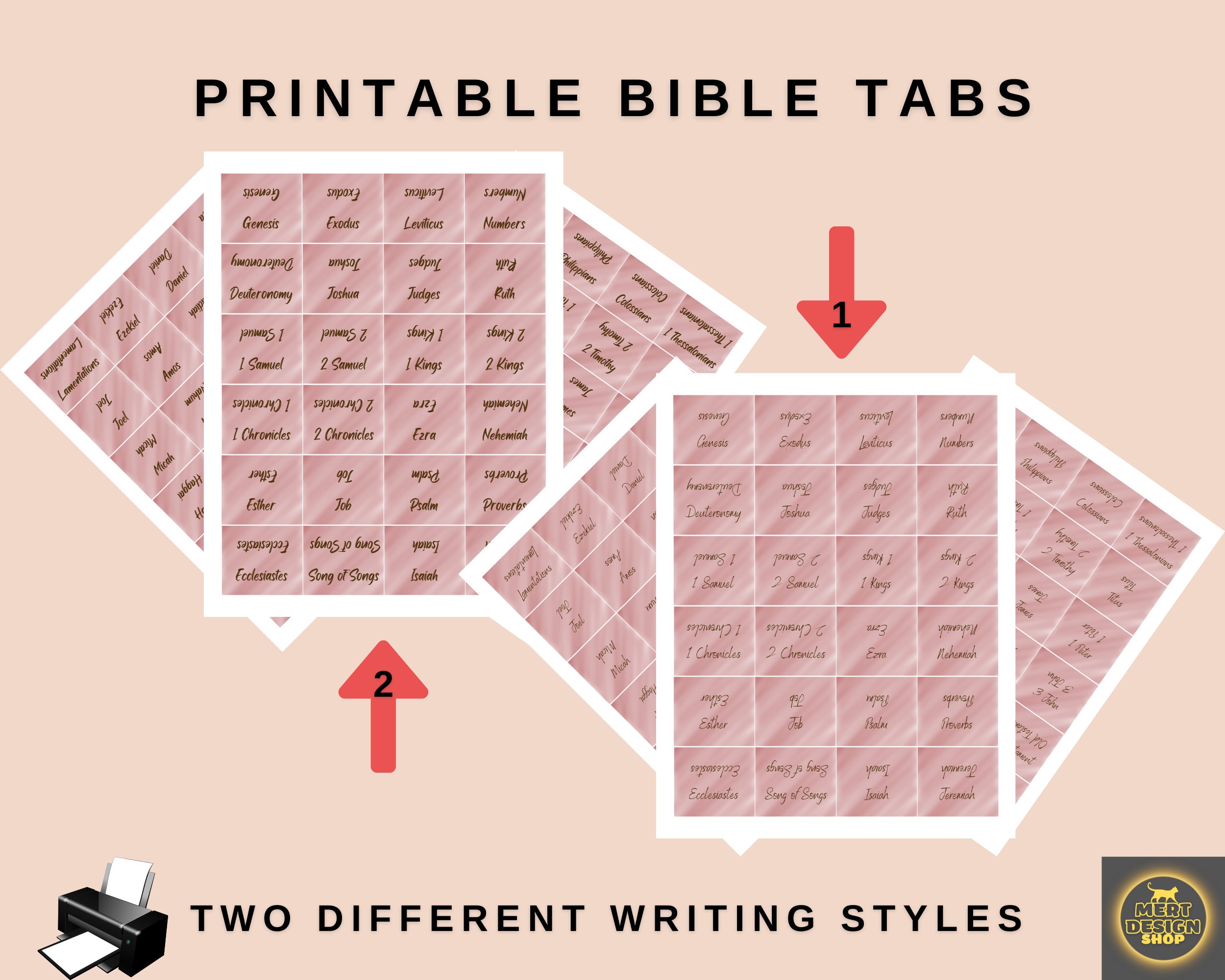 Printable Bible Tabs 2 in 1 Bundle 8.5 X 11 Inches Pink Patterned - Etsy