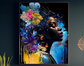 Abstract Black Woman Art Afrocentric Gift for Her Vertical Poster