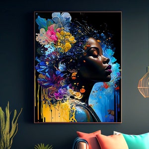 Abstract Black Woman Art Afrocentric Gift for Her Vertical Poster