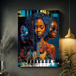 Black Art Music Art Decor Gift for Her Art Print Abstract Art Digital Art Print Wall Art Poster