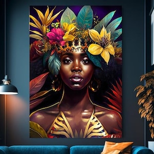 Black Queen Wall Art Abstract art Afrocentric Housewarming Gift for Her Digital Wall Art Poster