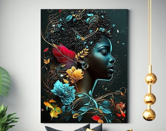 Black Woman Aquatic Vertical Poster Perfect Gift Black Art