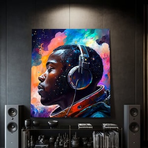 Astronaut Wall Art Black Art Digital Prints Wall Art Poster Unique Art Music Art Wall Decor