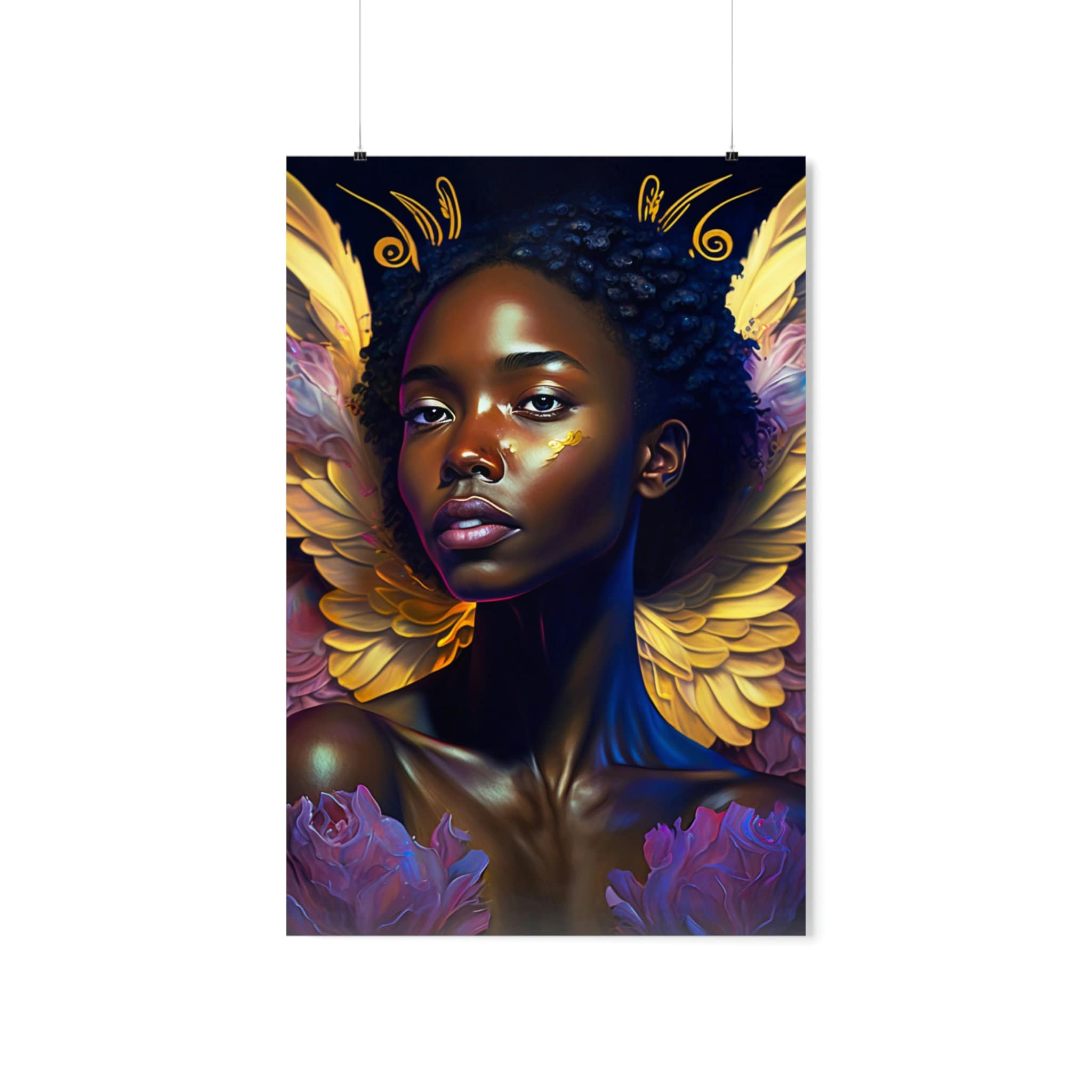 Artwork Of Gold Angel Wings For Wall Hanging by MagicSimSim