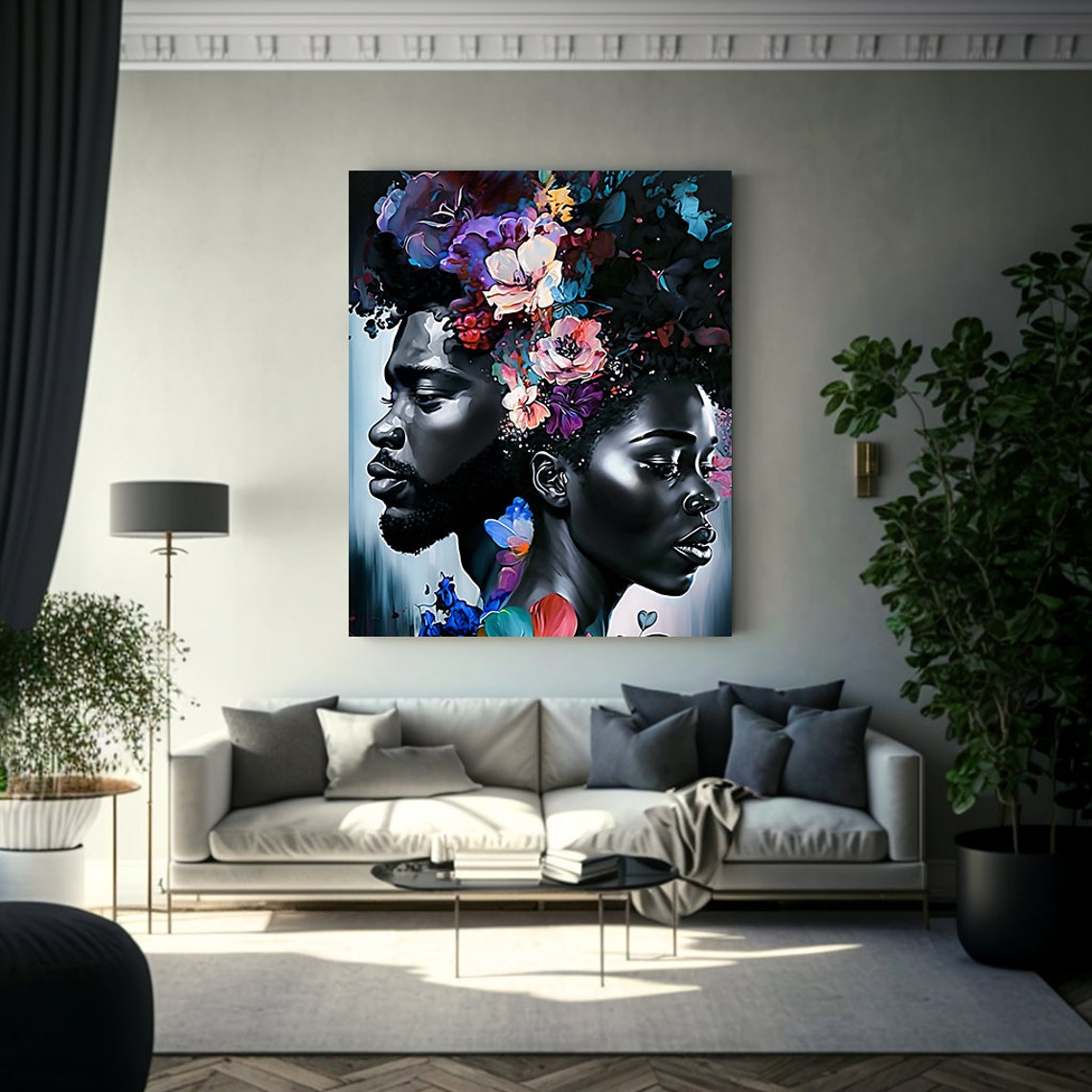 Black Love Digital Art Print Gift for Her Abstract Art for Etsy