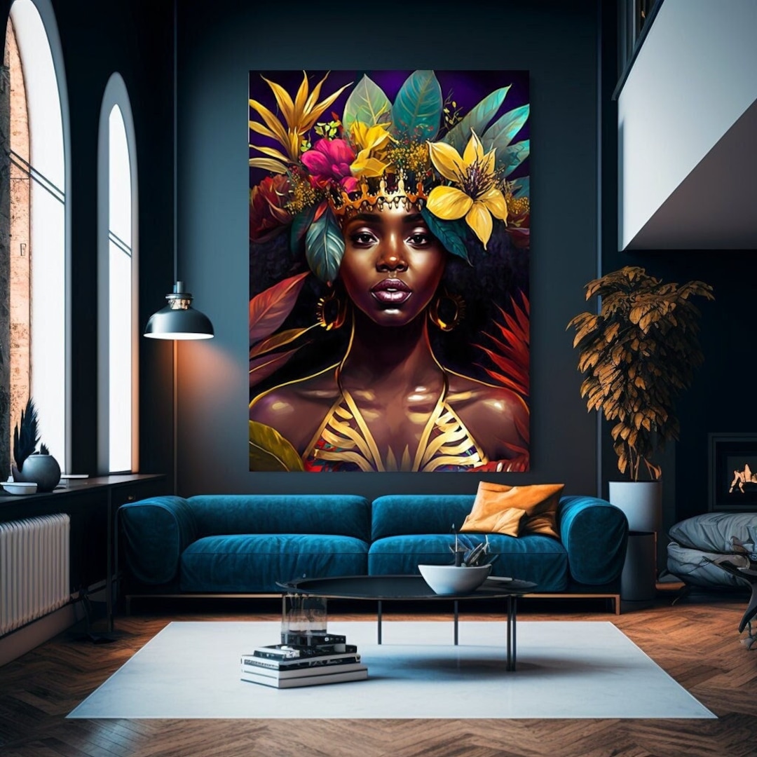 Black Queen Wall Art Abstract Art Afrocentric Housewarming Gift for Her