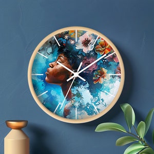 Modern Floral Wall Clock, Decorative Flower Design, Contemporary Home Decor, Black Art