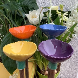 Blumen, Vogel- Insektentränke, Körnerfutter, Teelicht, Keramik getöpfert, Handarbeit, Garten, Terrasse, Balkon, Stecker, Dekoration