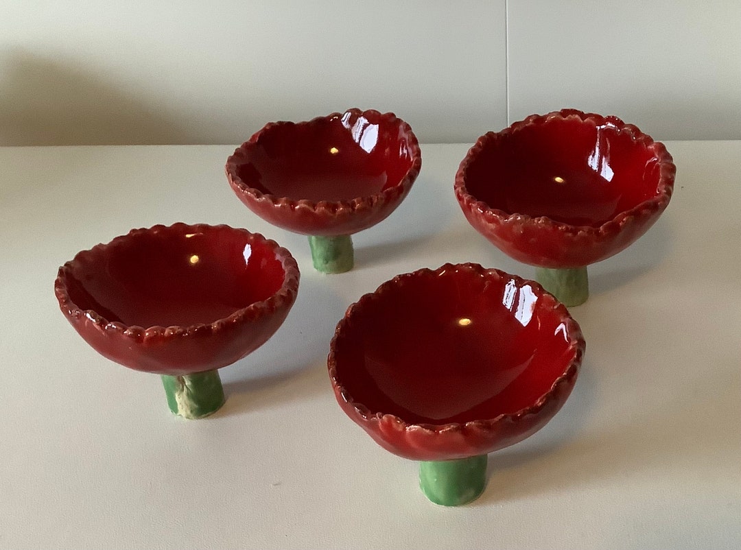 4 Insect Bird Baths, Flowers, Ceramics, Handmade Pottery, Patio Garden