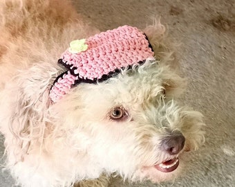 Autumn dog hat.Pet accessories. Hat for pets. Crochet hat with small flower.  Unique and adorable Halloween costume hat.