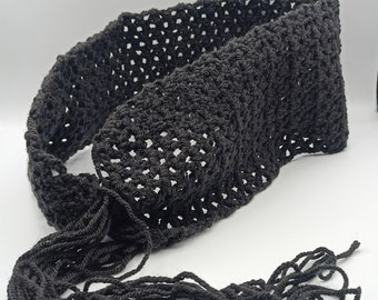 Crochet belt. Handmade black belt. Fashion belt.