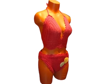 Crochet swimsuit. Crochet bikini set. Handmade boho beachwear.