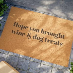 Wine & Dog Treats funny doormat