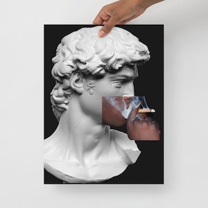 Poster Pop Art - David di Michelangelo con un Toque Originale | Arte Murale Unica su Carta Opaca | Collage d'Arte Michelangelo x Sigaretta