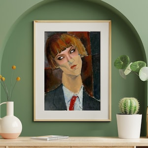 Poster d'Arte Pop: Ritratto Surrealista Incontra gli Occhi di una Celebrità | Poster Collage Amedeo Modigliani Madame Kisling x Angelina