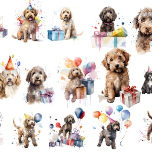 Birthday labradoodle clipart | waterpainted labradoodle clipart | create your own gifts