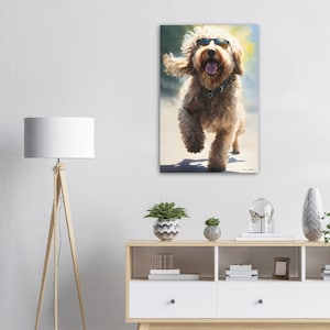 Labradoodle poster | Funny labradoodle on beach | labradoodle lovers gift