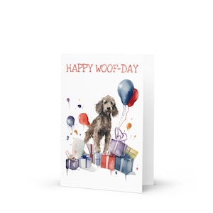 10x funny Labradoodle Birthday Cards (with standard envelopes), labradoodle greeting card, 7x5 inch
