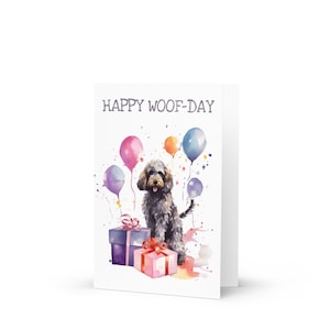 10x funny Labradoodle Birthday Cards (with standard envelopes), labradoodle greeting card, 7x5 inch
