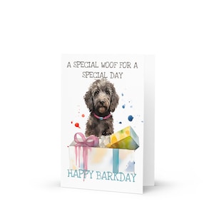 10 cute Labradoodle Birthday Cards (with standard envelopes), 7x5 inch