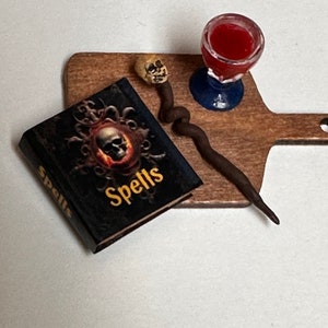 Haunted dollhouse miniature creepy  diorama 1:12 scale creepy witch spell tray  mini witches board dollhouse miniature witch items