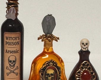 Dollhouse Potion Bottles: Spooky Gothic Decor, 1/12 Scale