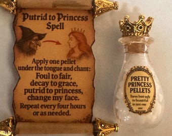 Miniature witches spell kit, Haunted mini Potion Bottles, Spell Scroll Set, Witchy 2pc set, Spooky Diorama, 1:12 Witches den fun accessories